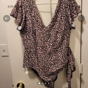 Source Unknown Pink Leopard Print One Piece Swimsuit